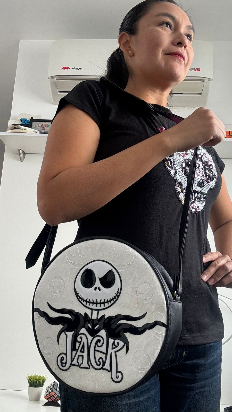 Bolso blanco circular de Jack Skellington - Maurez Bags