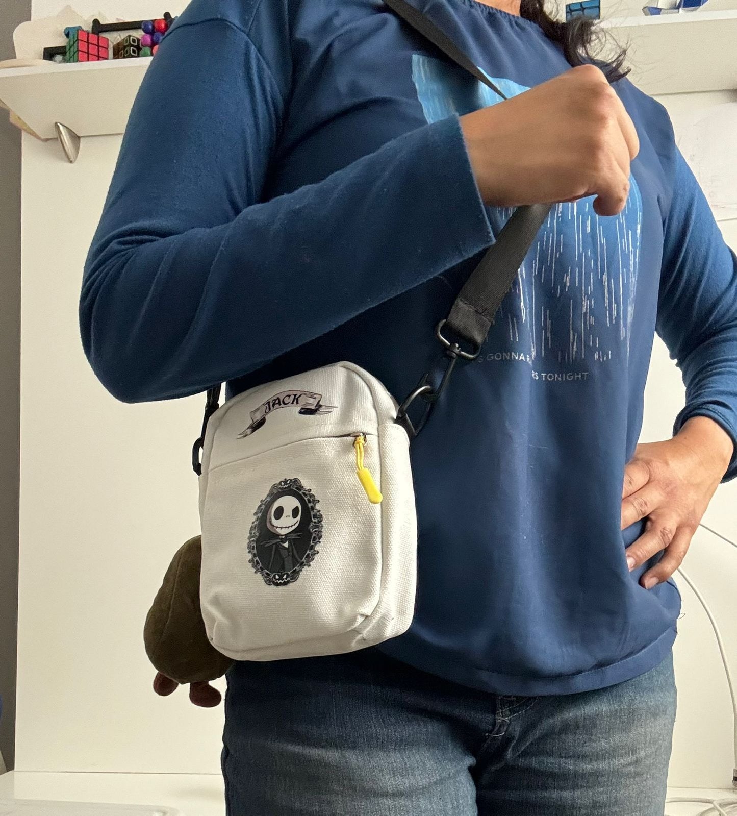 Bolso mini tela Jack Skellington blanco - Maurez Bags