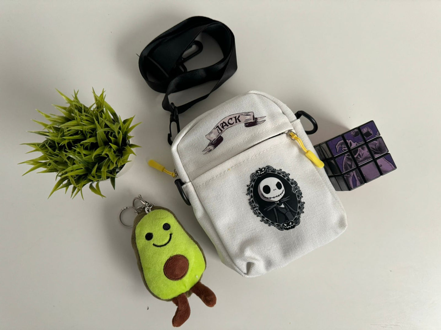 Bolso mini tela Jack Skellington blanco - Maurez Bags