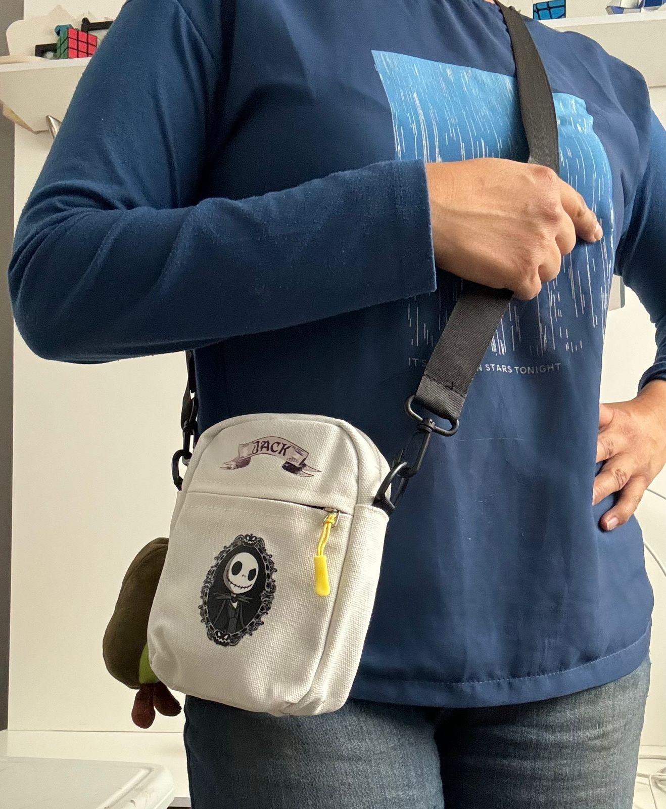 Bolso mini tela Jack Skellington blanco - Maurez Bags