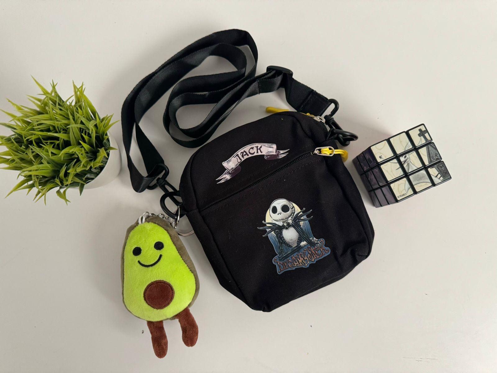 Bolso mini tela Jack Skellington negro pensando - Maurez Bags