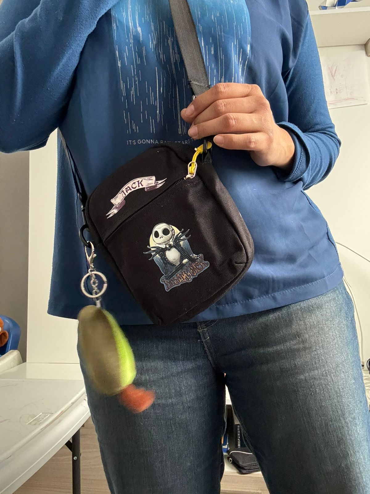 Bolso mini tela Jack Skellington negro pensando - Maurez Bags