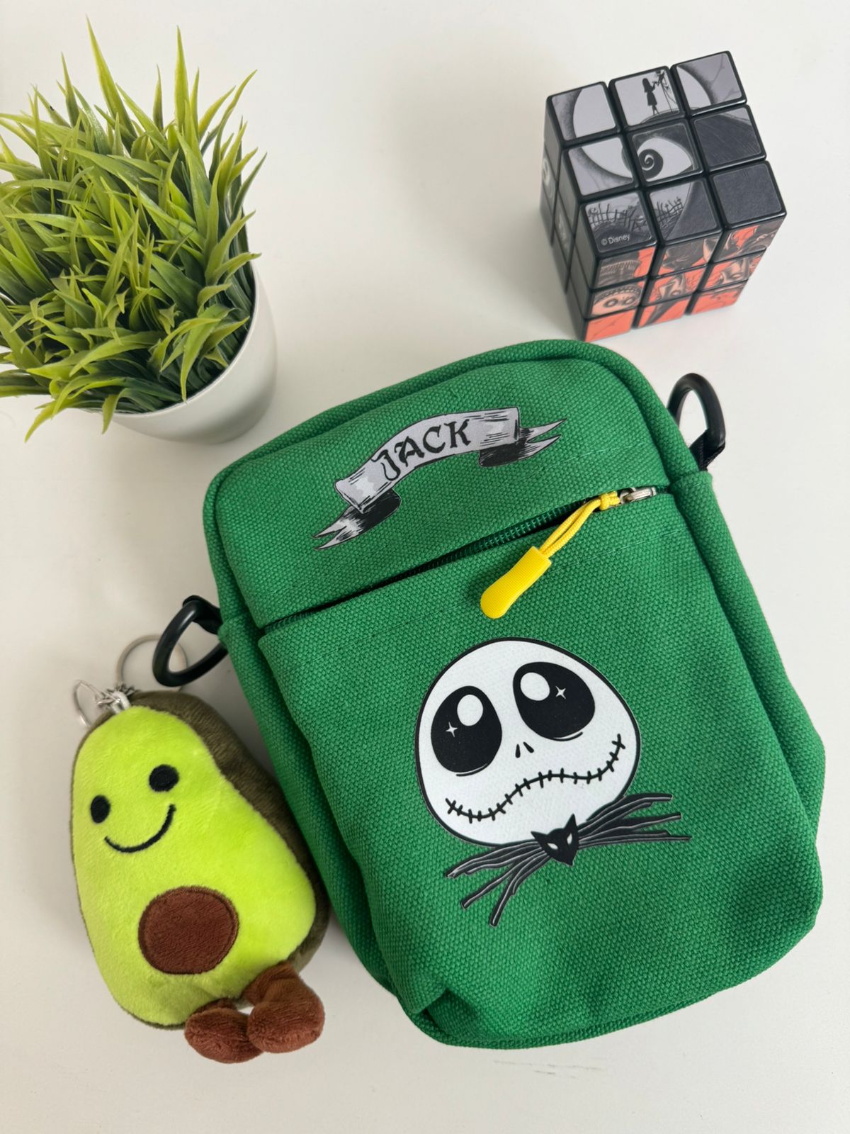 Bolso mini tela Jack Skellington verde - Maurez Bags