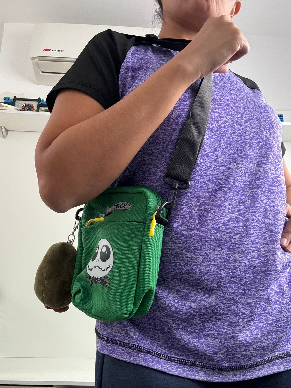 Bolso mini tela Jack Skellington verde - Maurez Bags