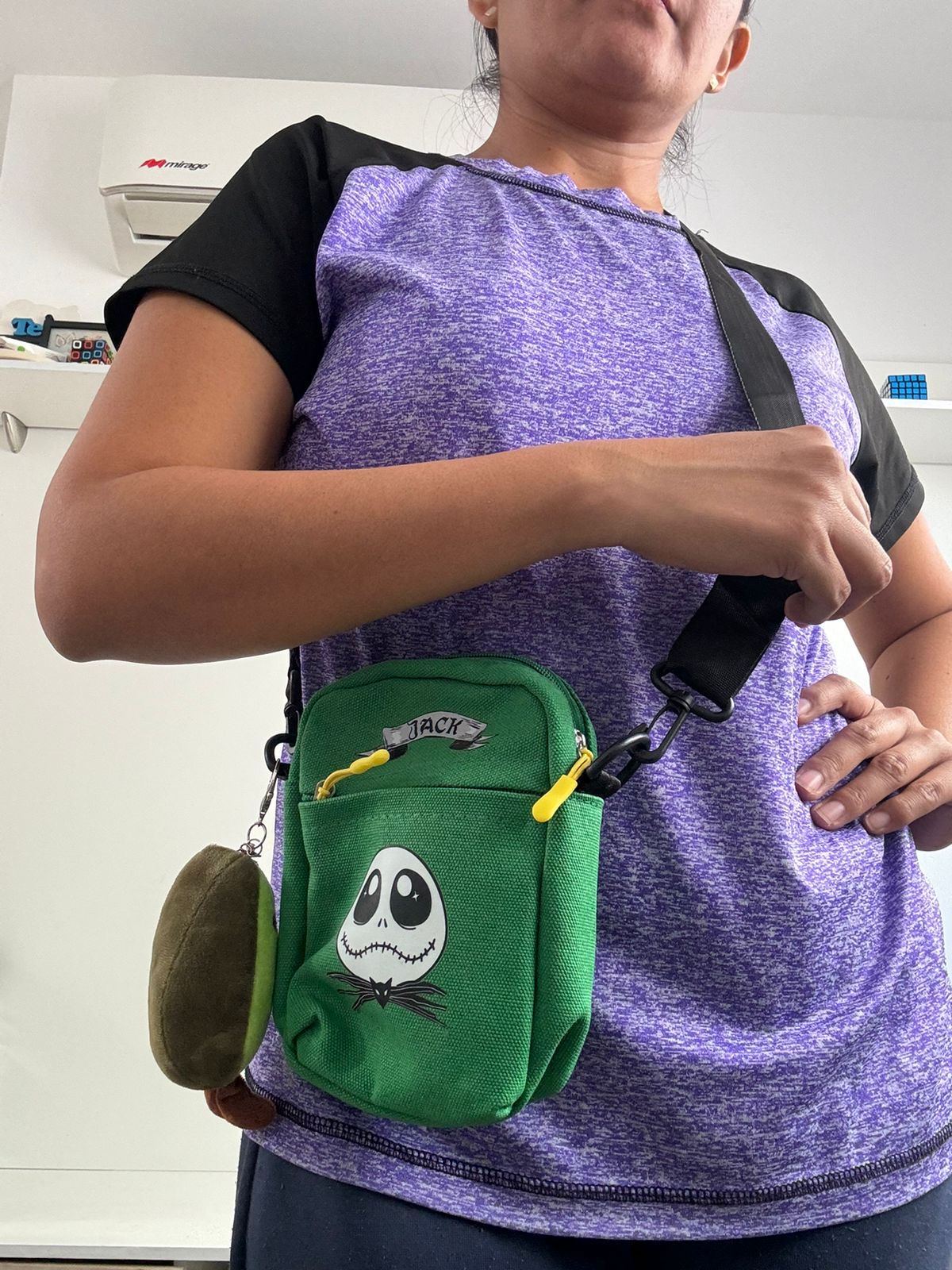 Bolso mini tela Jack Skellington verde - Maurez Bags